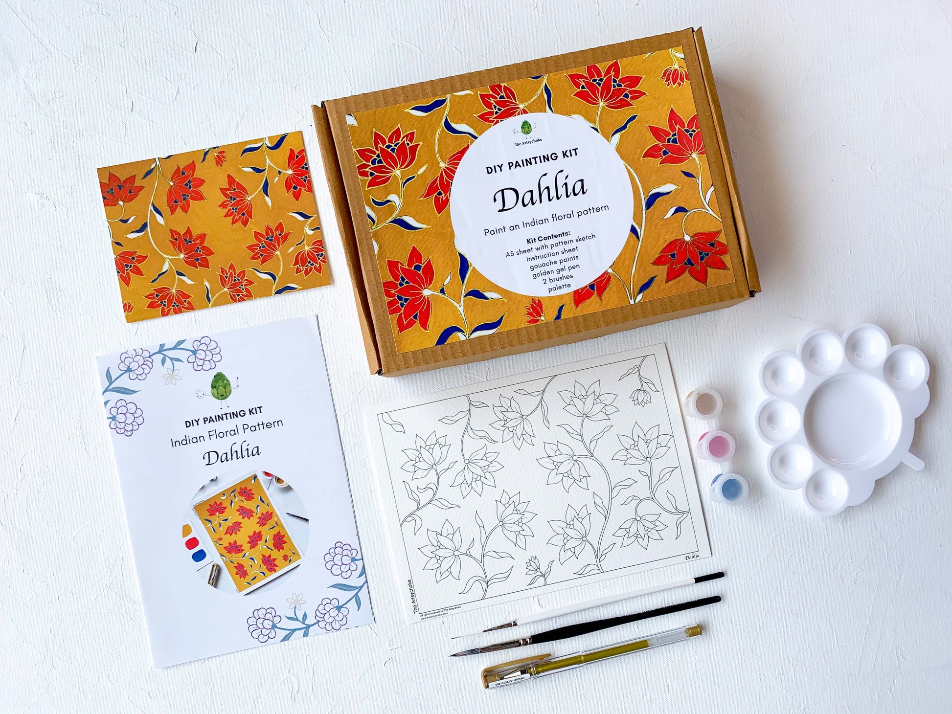 Dahlia floral pattern DIY Painting kit for adults