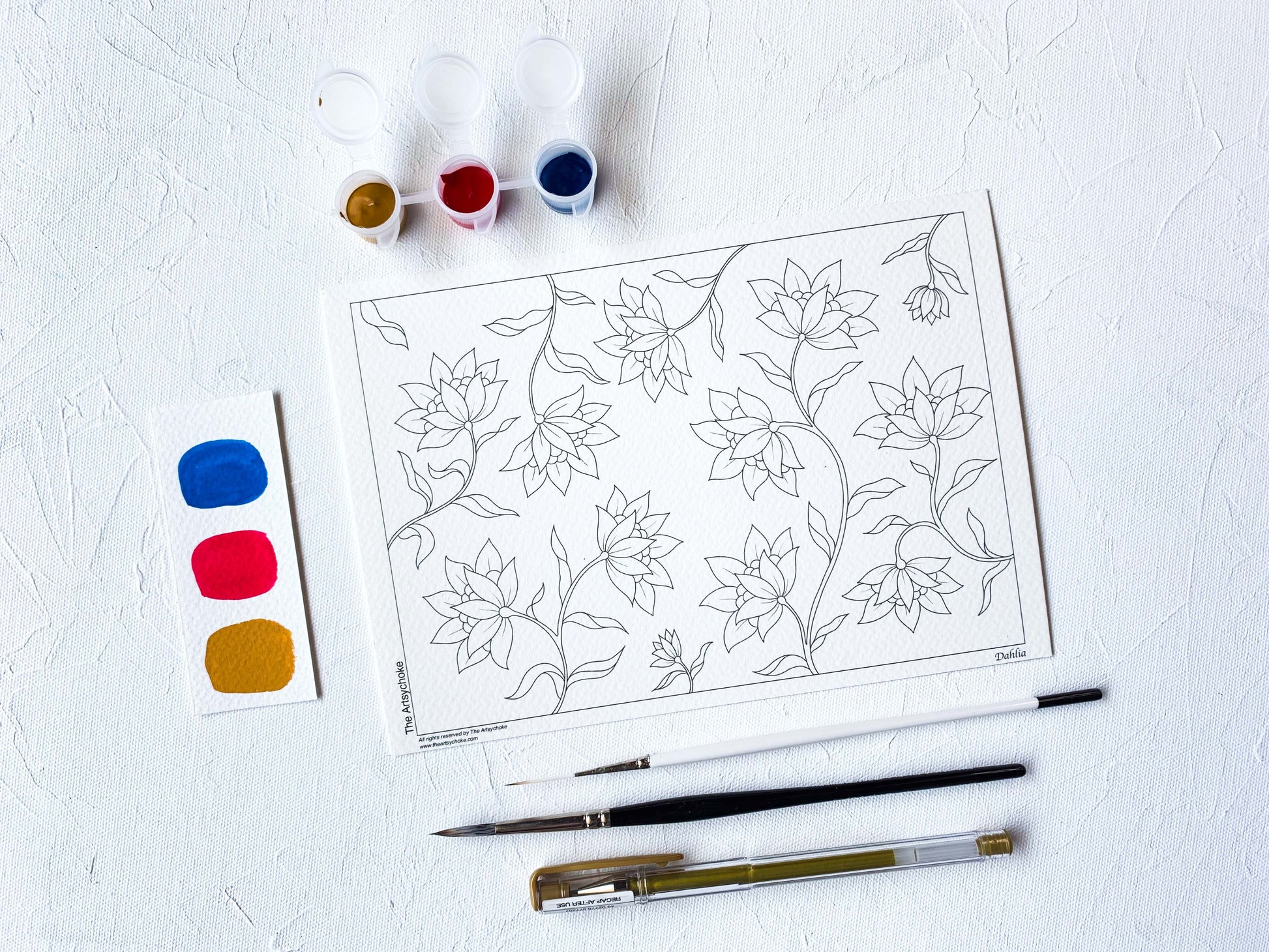 Dahlia floral pattern DIY Painting kit for adults