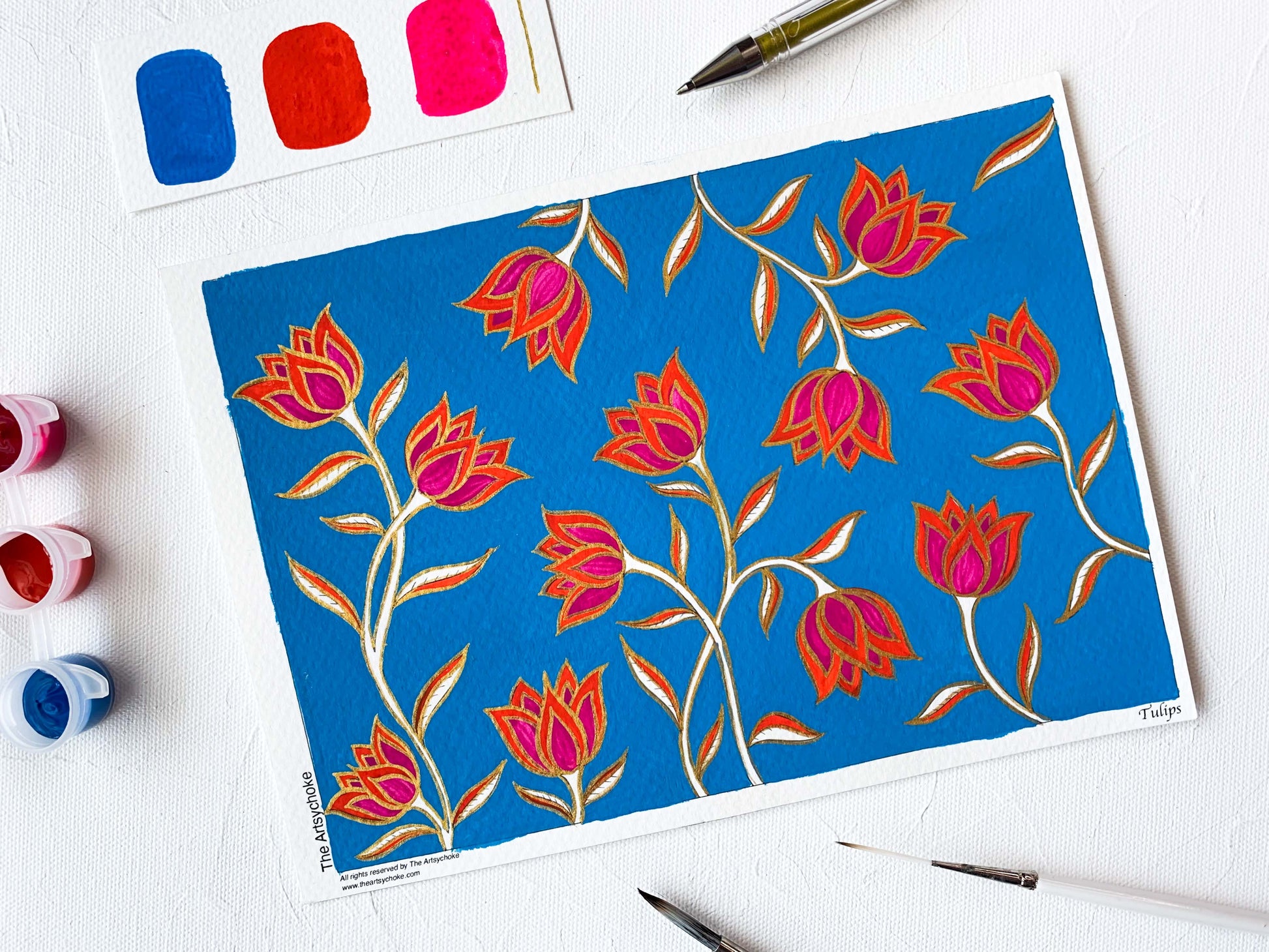 Tulips DIY Gouache Painting 