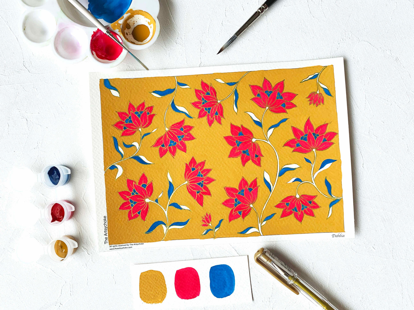 Dahlia floral pattern DIY Painting kit for adults