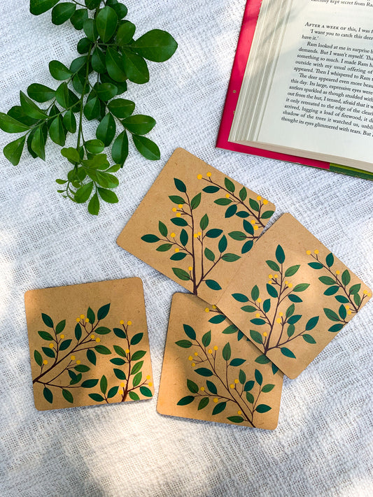 lemon tree hand painted MDF coaster