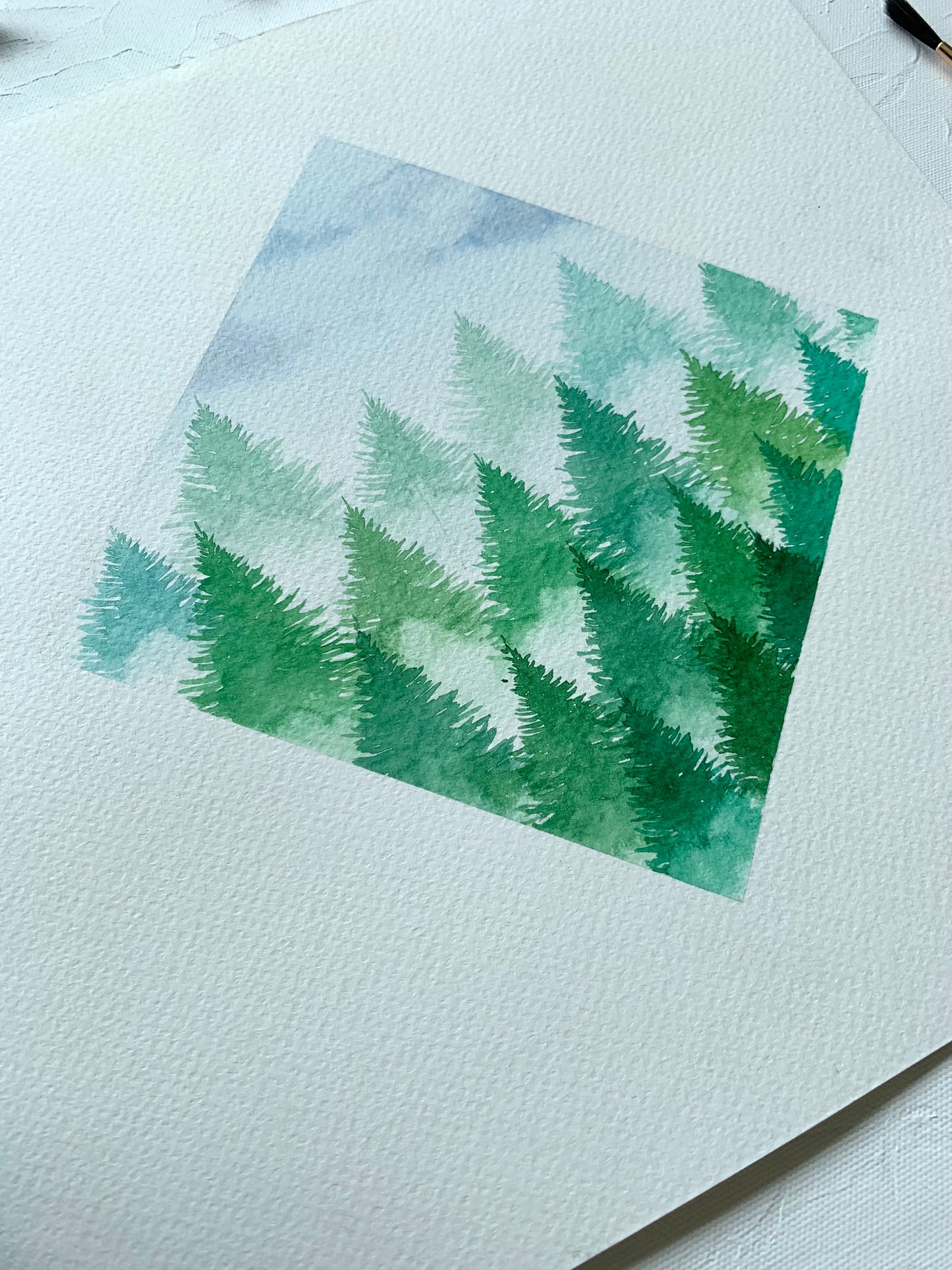 Misty Mountains Watercolour Painting