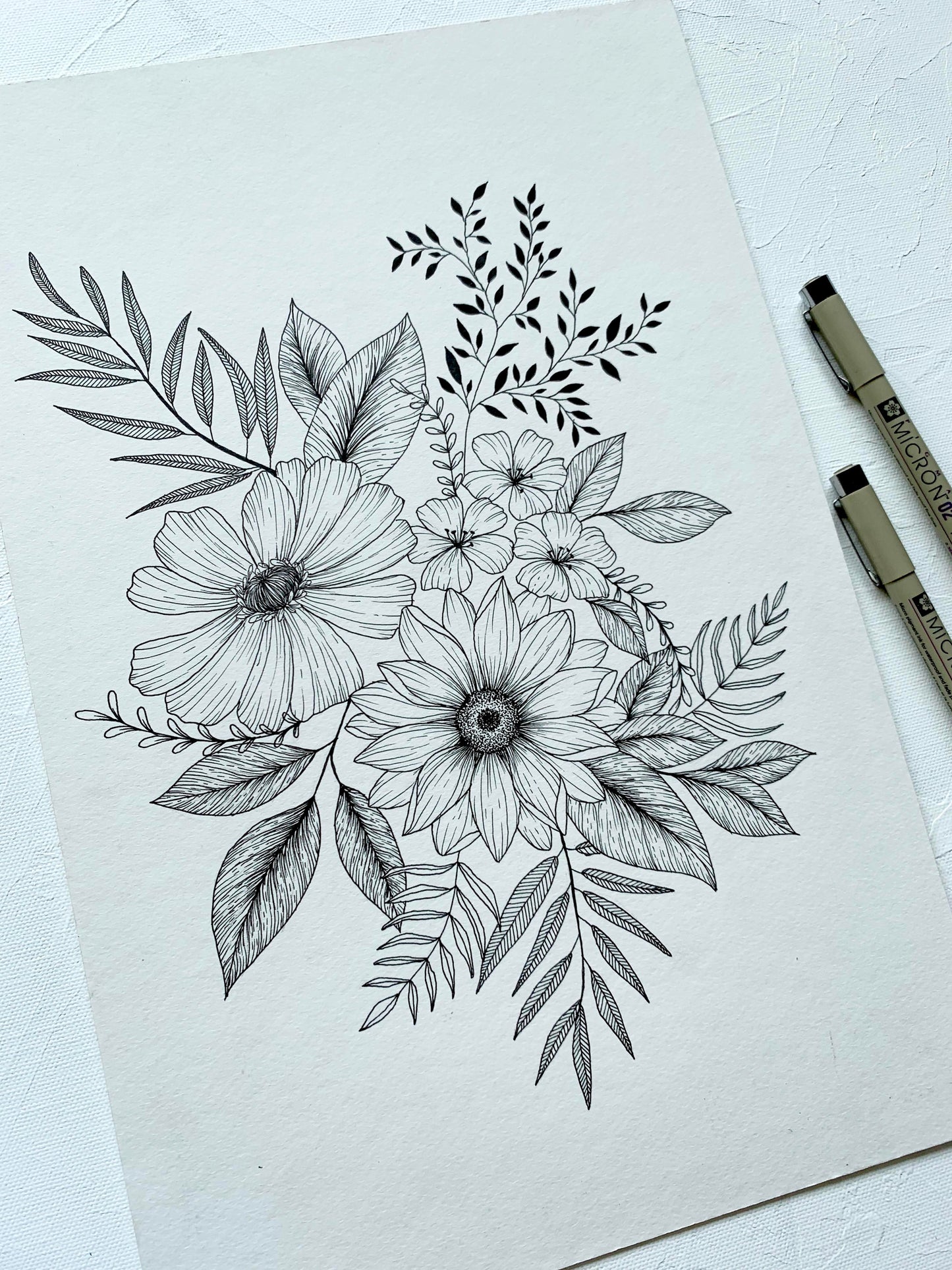 Floral Bouquet Line Drawing