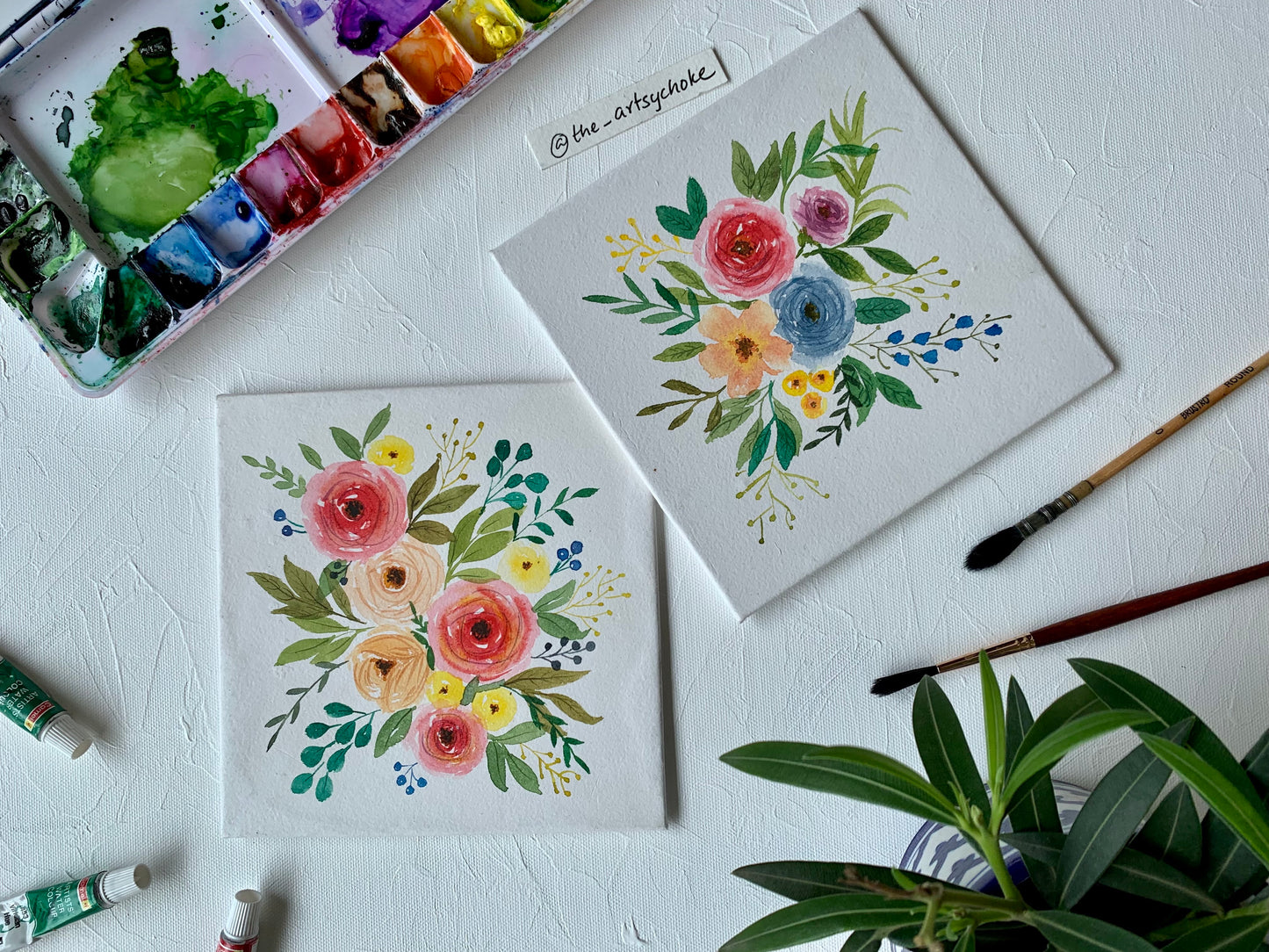 Watercolour Florals - Set of 2