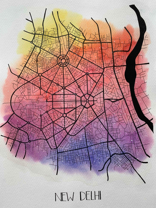 New Delhi Map Poster Illustration