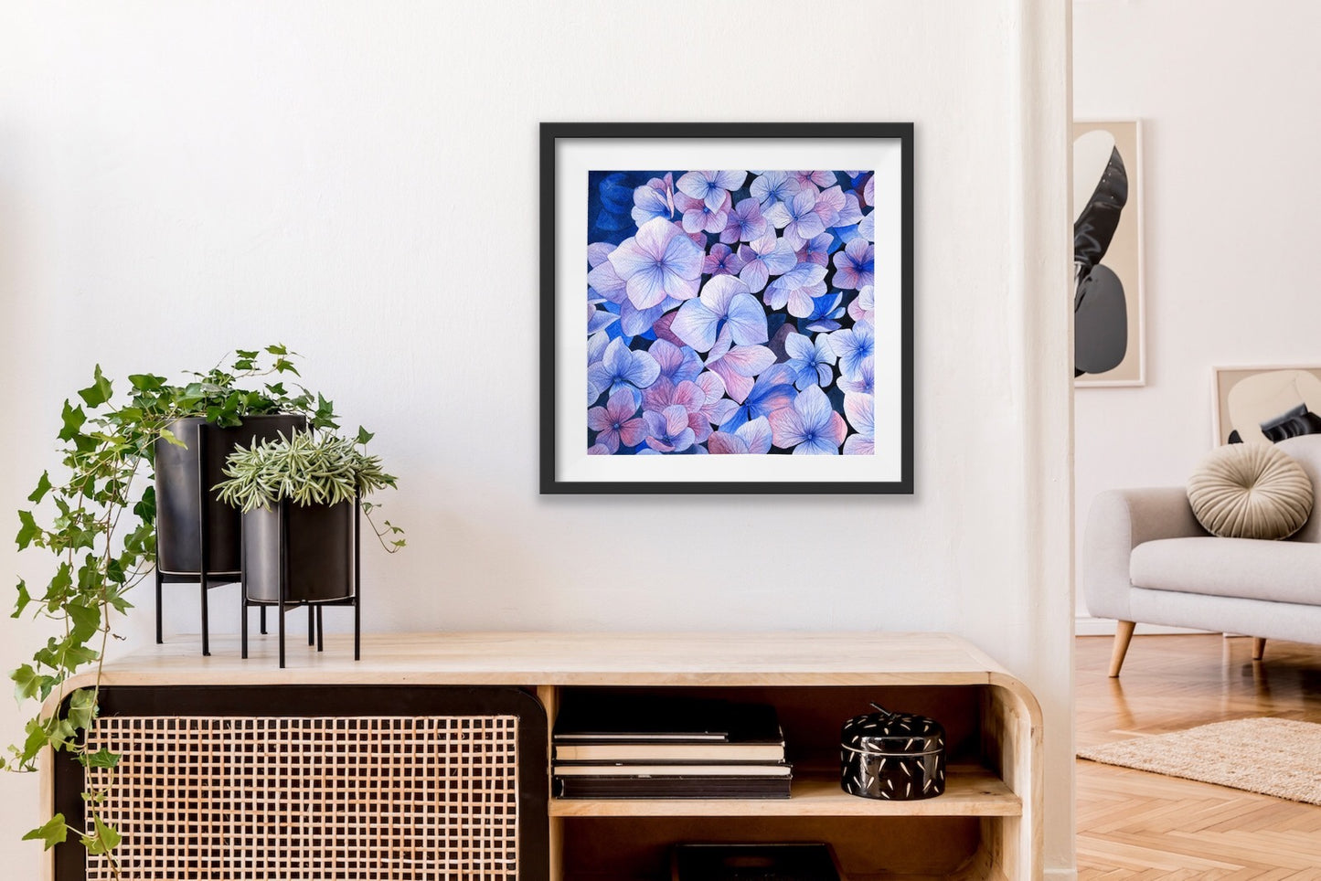 Blue Hydrangea Watercolour Painting