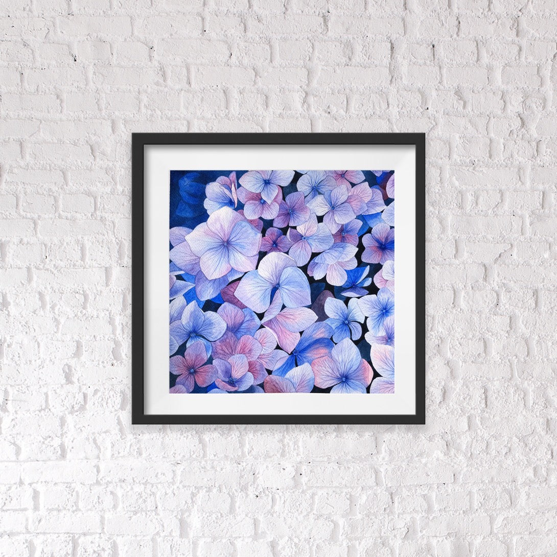 Blue Hydrangea Watercolour Painting