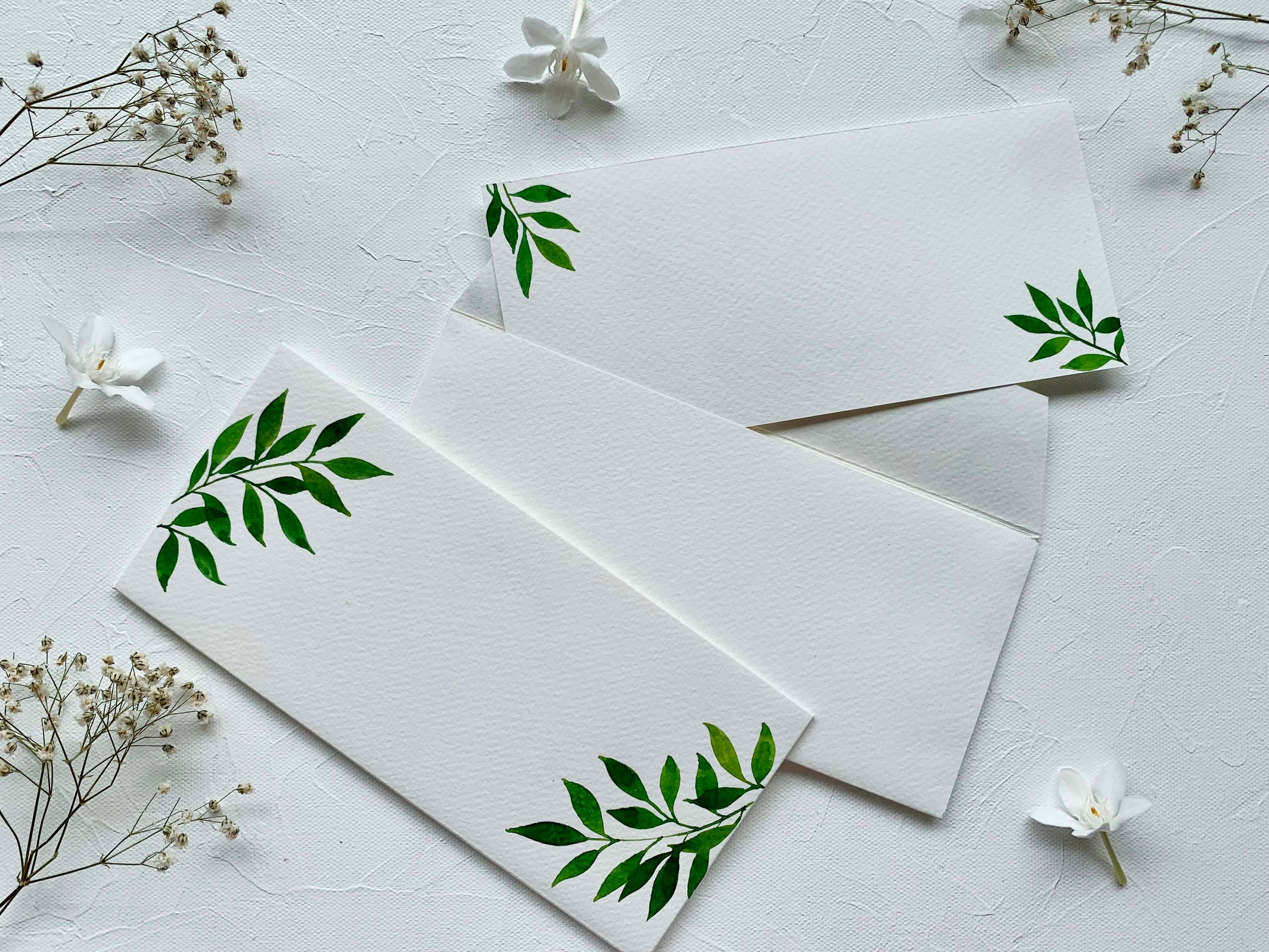 hand-painted watercolour leaves botanical themed money envelopes