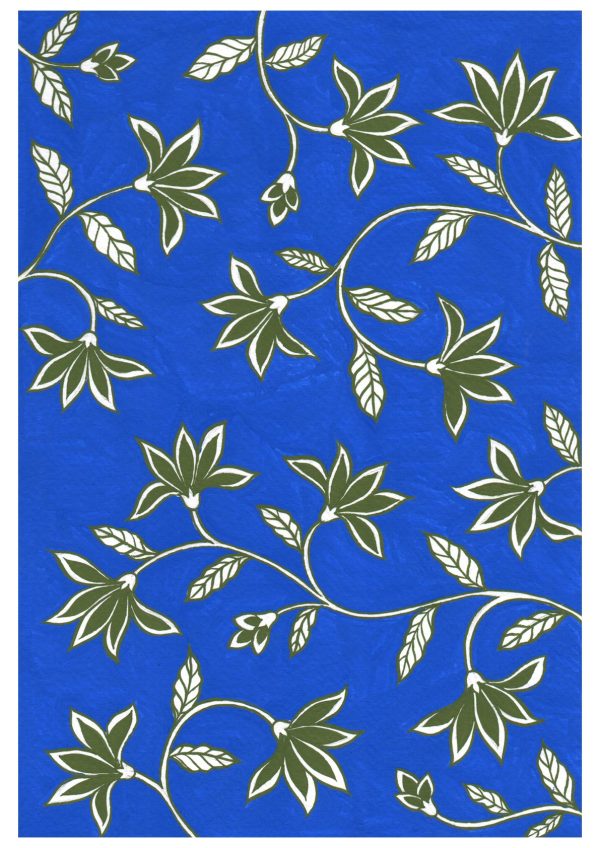 jodhpur-bloom-blue-green-floral-pattern-painting-gouache-design-botanical-art-wall-home-decor-flowers-mughal-art-contrast-collectible