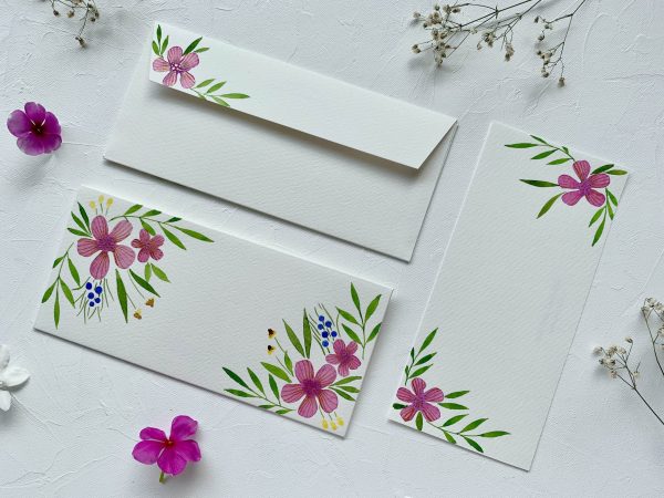 periwinkle-floral-bunch-loose-watercolour-painting-handpainted-money-envelopes-shagan-shagun-notecards-stationery-handmade-flowers-watercolour-painted-festive-personalized-gifting